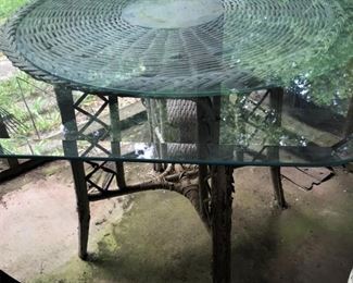 Glass top wicker table