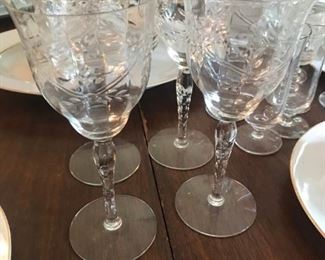 Etched crystal wine glasses