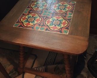 Small table with inset tiles.