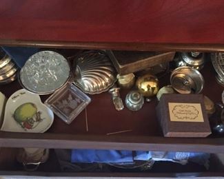 Assorted brass objects.
