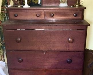 Antique chest of drawers, dresser lamps, etc.