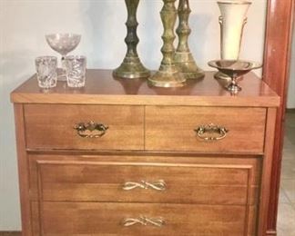 Vintage chest of drawers (missing one handle), Modern decor, candle holders