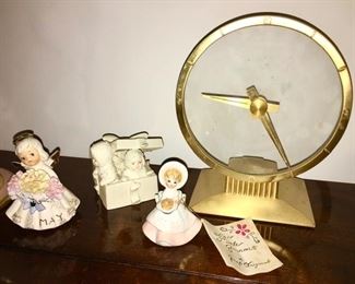 Josef Originals figurines, Snowbabies, Vintage electric clock