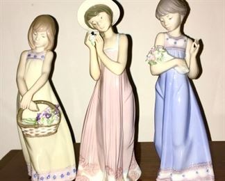 3 vintage Lladro lady figurines