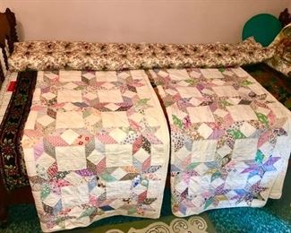 Stunning hand stitched star quilts (twin/full size) and tied quilt