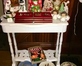 Vintage Christmas and painted side table
