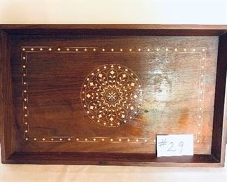 Wooden tray 25 inches long
 see photos for stain $16