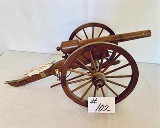 Wooden cannon with brass 10 inches wide by 24 inches long $99