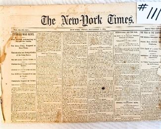 The New York Times September 5, 1862 $50