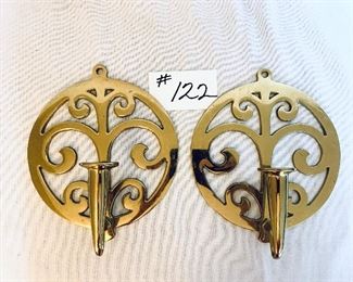 Pair of brass sconces 7.5 inches wide by 9 inches tall $30