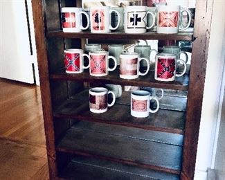Mirrored bookshelf $110
. 26 inches wide by 8 inches deep by 36 inches tall
Set of 10 mugs $39 