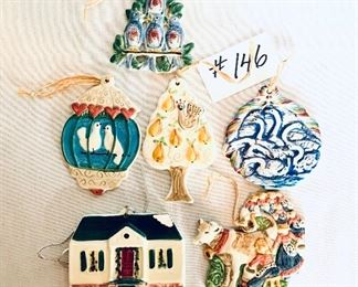 set of six Gail Pittman ornaments set $55