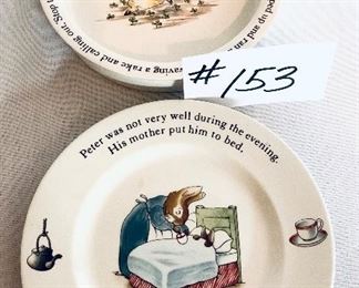 Peter rabbit plate and bowl 6 to 7 inches wide 
set $27