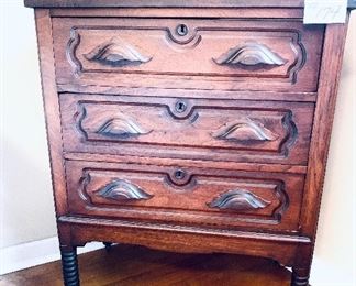 Antique small chest 31 inches wide by 15.5 inches deep by 36.5 Inches tall $300
