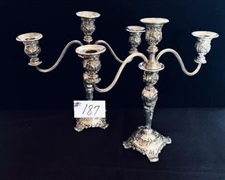 Pair of William Rogers and son 
silver plated candelabra 12 inches tall $185