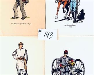 Confederate soldier art 9 x 12 lithographs $25 each