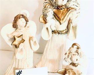 MONI Three pottery angels 5 to 11 1/2 inches tall $165
