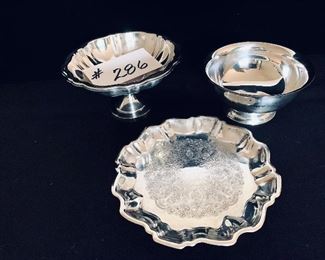 Three silver plated small pieces 5 to 6 inches wide $26