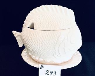 Ceramic fish soup terrine no ladle 15 inches wide by 11 inches tall $29