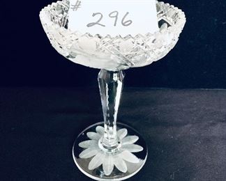 Etched compote 5 inches wide by 7 inches tall $25