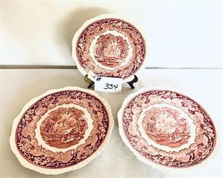 Three plates masons ironstone Vista pattern 10. 5 inches wide and 9 inches wide $40