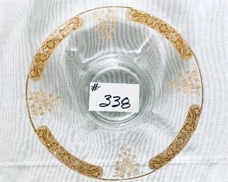 Glass plate/gold edges 
some gold lose 12 inches wide $22