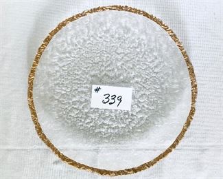 Glass platter gold edge 14 1/2 inches wide $27