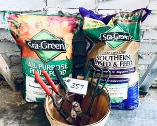 Lot of garden tools and fertilizer $22