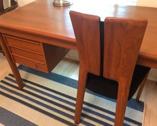 closer look at this awesome desk set up -teak desk and chair-mint  rare find 
