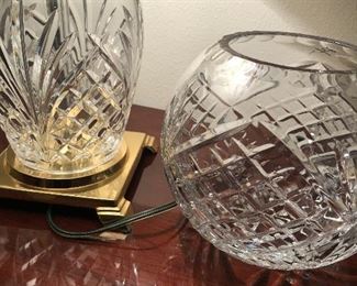 waterford lamp-  unsigned crystal bowl 