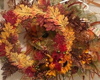  custom made large fall colors on these 2 wreaths - have plastic wreath bags  also for sale !!