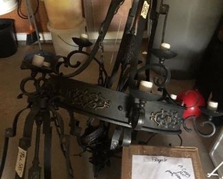 huge iron chandelier w/ alabaster lamps- all parts papers are here  and have pictures of when they were hanging for you to see -from million dollar home-3 yrs old - great find for the right folks 