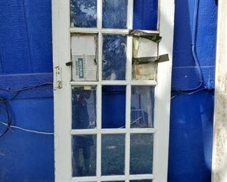 White 15 Pane Aged Wooden Door
