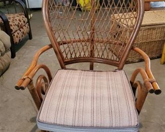 PT Sandi Furni Made in Indonesia Wicker Back Chair with Striped Cushion