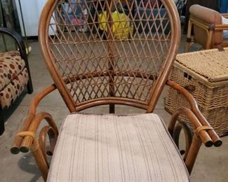 PT Sandi Furni Made in Indonesia Wicker Back Chair with Striped Cushion