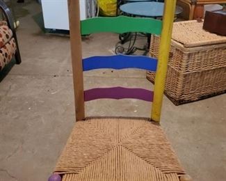 Colorful Ladder Back Chaor with Woven Seat