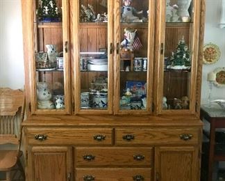 Beautiful Hand Made Hutch .This two piece oak hutch was built for the owner of the home ... excellent quality ! 