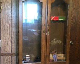 Vintage Gun Cabinet, Ammo, Gun Holsters and Cabin Decor 
