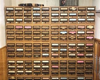 Vintage Library Card Catalog 10 sections 