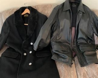 Mens wool and leather coats
