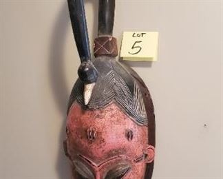 Lot #5 - $40 Wood carved mask - damaged