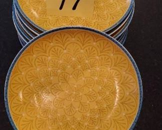 Lot #17 - $10 Pier 1 Imports Batik 8" Plates (10) Grey marks on bottom
