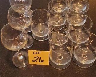 Lot #26 - $5 Wine Glasses (4) & Snifter/Brandy Glasses (9)