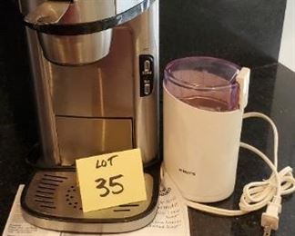 Lot #35 - $8 Hamilton Beach single serve coffee maker & Krups grinder