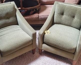 Lot #72 - $300 Rowe Furniture Fern Colored Chairs (2) 29"x32"x32"