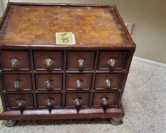 Lot #95 - $200 - 12 drawer Elephant themed cabinet 31" wide x 22" deep x 25" tall