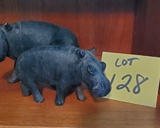 Lot #128 - $8 Wood Hippos(2)