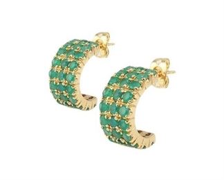 5. 6.02 CT Green Agate Stud Designer Earrings