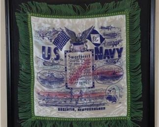 7. Framed U.S. Navy Sweetheart Textile