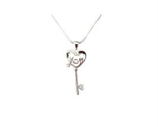 16. Sterling Silver Mom Key Pendant on Chain